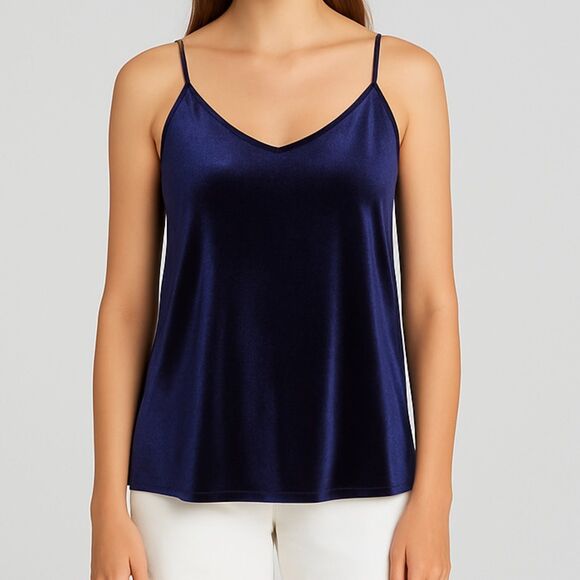 Ann Taylor Strappy Deep Purple Velvet Women’s Medium Cami Top Y2K Fairy Grunge - Picture 1 of 7